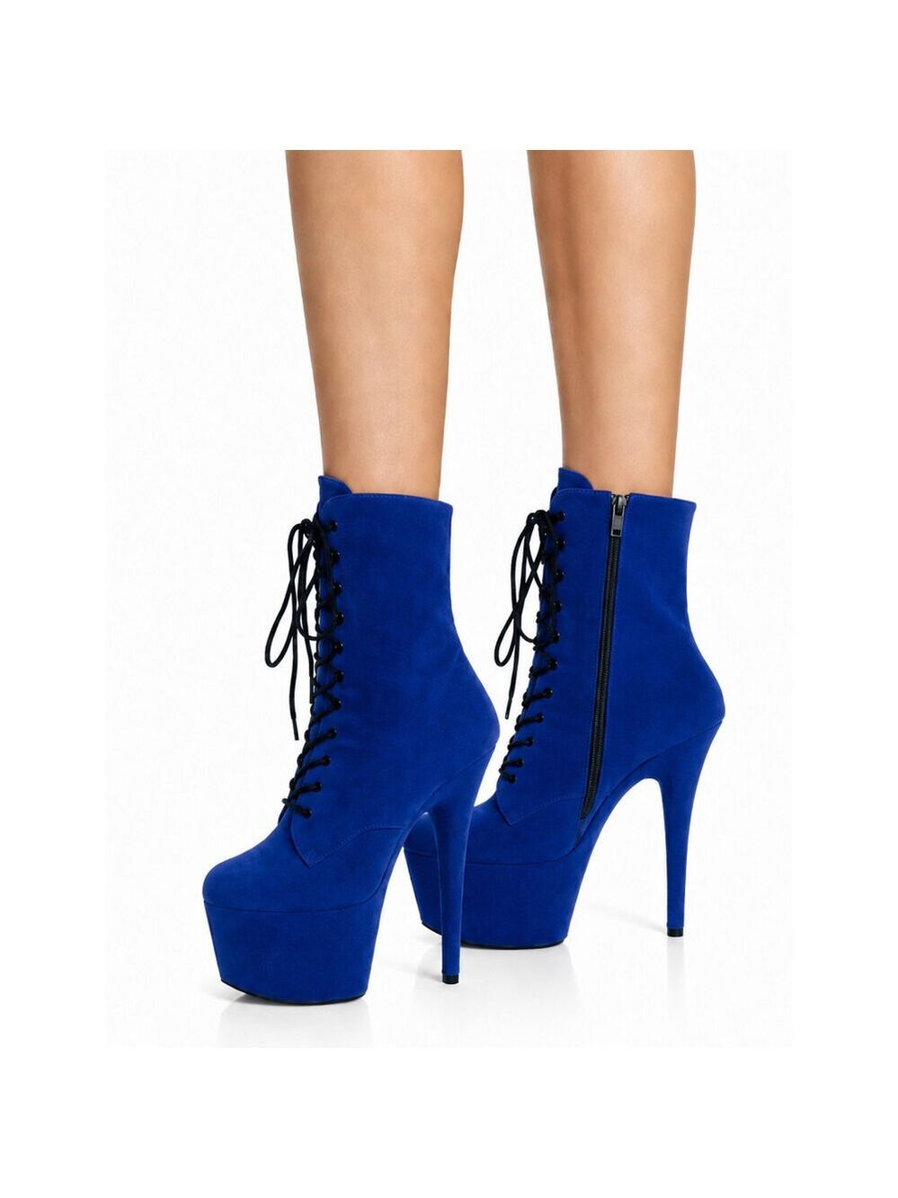 NIB Adore 1020FS Blue Vegan Suede 7" High Heel Platform Ankle Boots